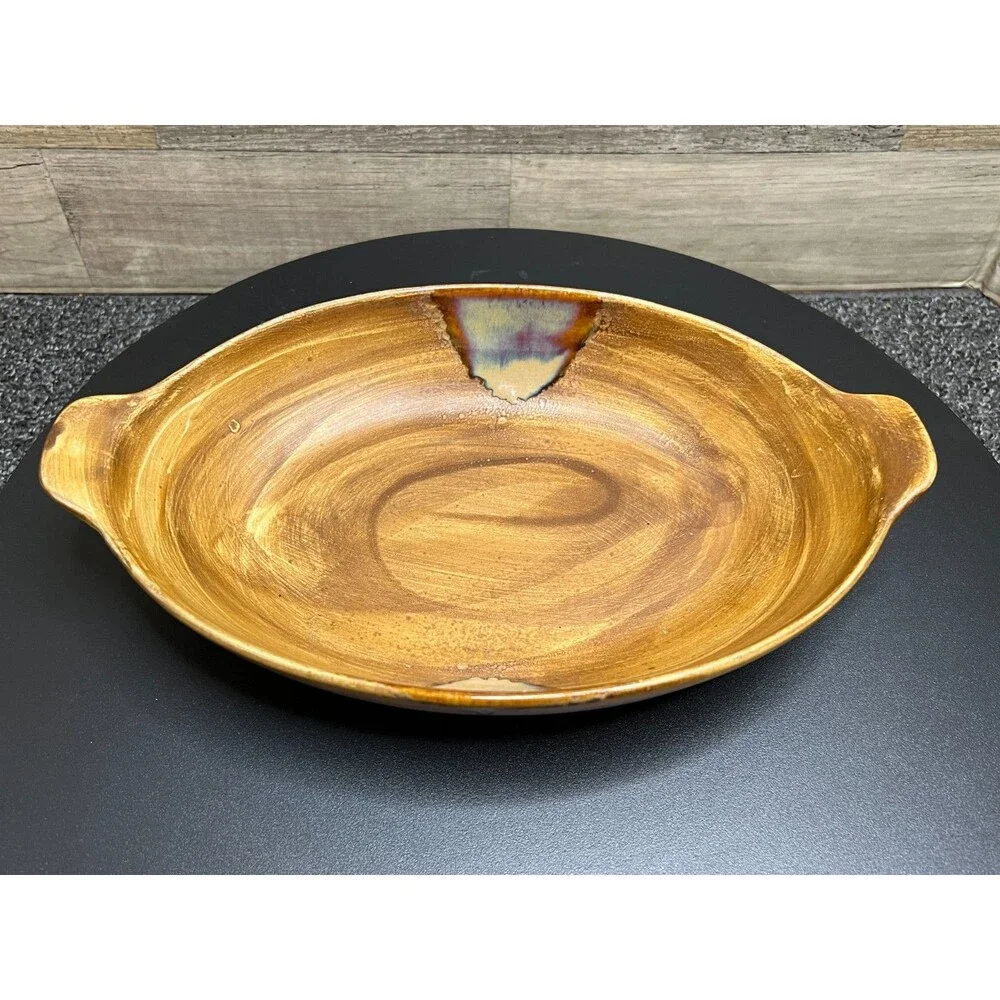 Sango Splash Brown Au Gratin Dish 4951 Drip Glaze Bakeware Microwave Safe
